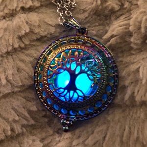 Iridescent Tree of Life LED Pendant Necklace